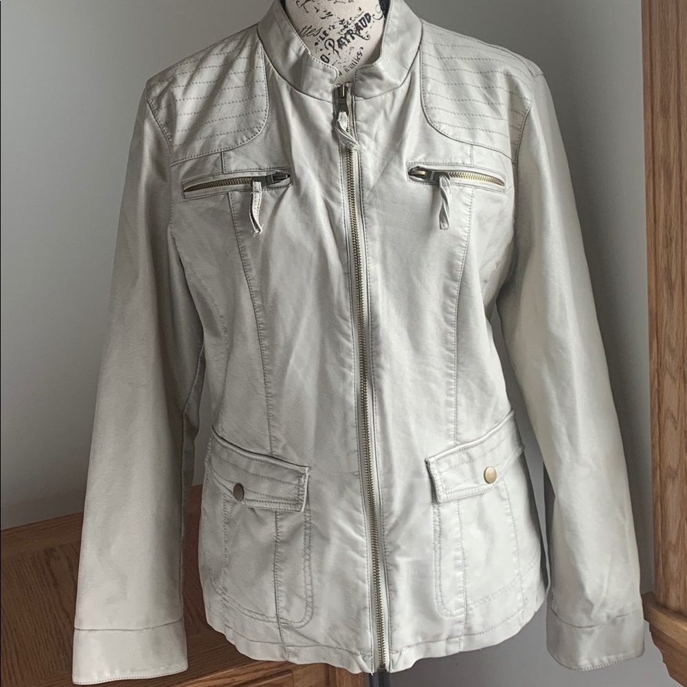 Dress Barn Faux Leather Moto Style Jacket Metallic